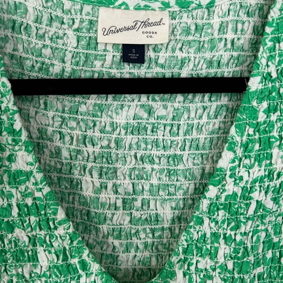 Women's Ruffle Short Sleeve Smocked Mini
Dress - Universal Thread Green - small - Picture 9 of 9